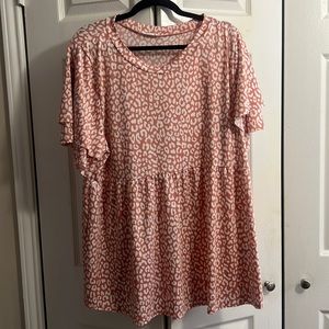 Blush Leopard Print Babydoll Blouse